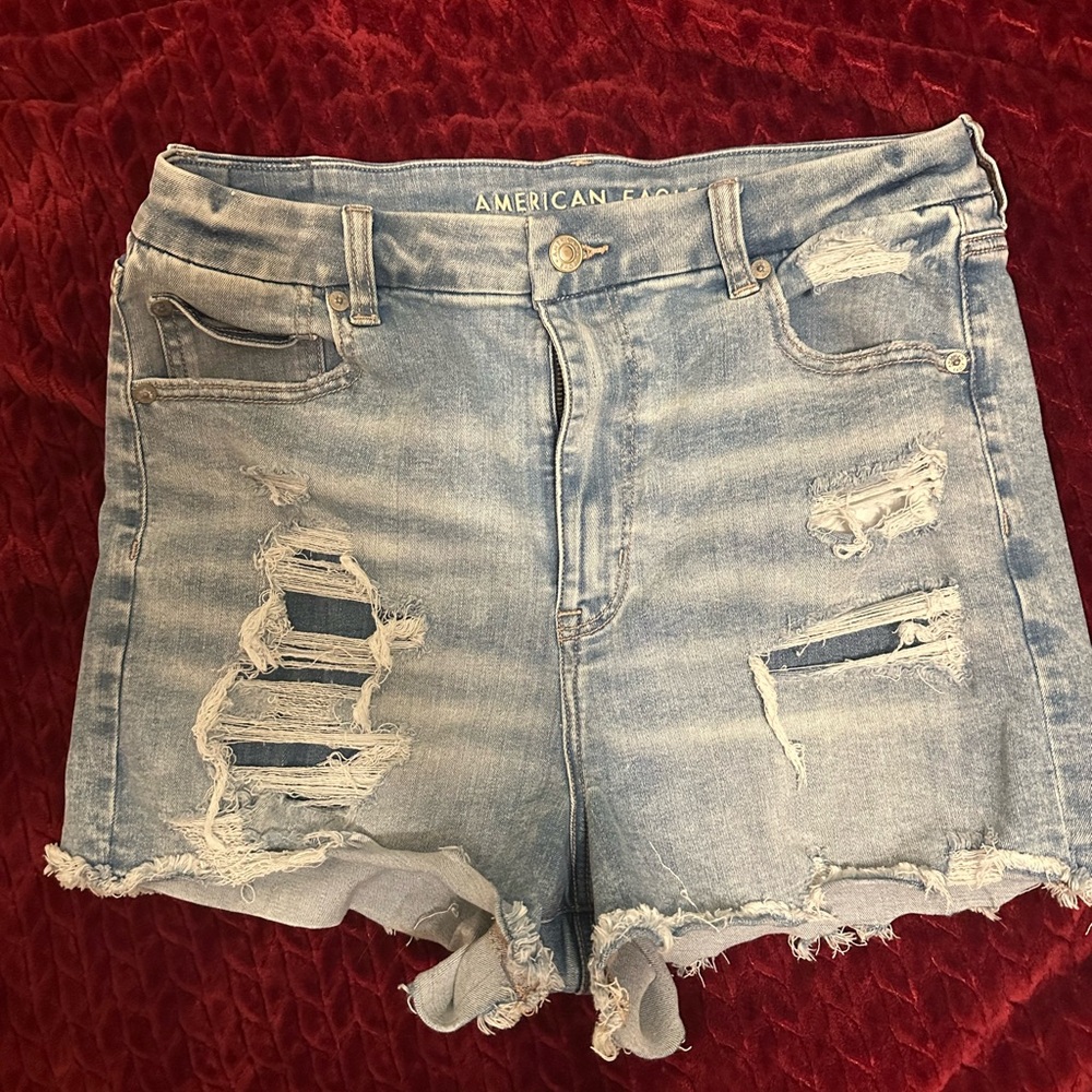 American Eagle Outfitters Blue Distressed Jean Shorts